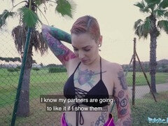 Big cock, Blowjob, Cum in mouth, Public, Reality, Short hair, Spanish, Tattoo