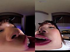 Tridimensionnel, Gros seins, Sucer une bite, Brunette brune, Hard, Japonaise, Réalité, Nénés