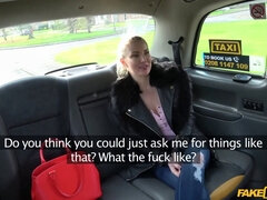 Georgie Lyall's big natural tits and tight pussy get drilled by her driver's hard cock in fake taxi