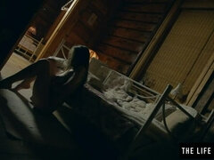 Frenzied milf uses a vibrator and spit to cum hard in the bath