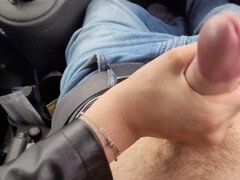 Amateur handjob, car, car