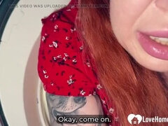 Horny Redhead Trapped in Washer Gets Deep Hardcore Doggy Style