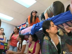 College Girls have Rock Party in Student Dorm - Brunette slut gets facial cumshot