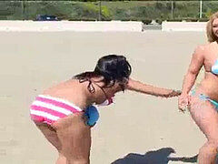 Beach, Bikini, Brunette, Kissing, Lesbian, Massage, Orgasm, Sport