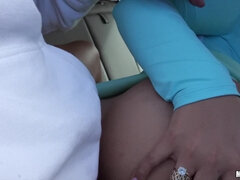 Fake Tits Blonde Housewife's w Huge Boobs - Kyra Hot has POV Sex in Car