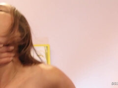 Brunette teen with perky tits ass fucked after Deepthroat - anal amateur sex