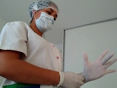 Enthousiasteling, Bruinharig, Sperma shot, Arts, Handbeurt, Latijnse vrouw, Masseren, Orgasme