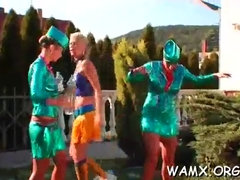 Amateur, Blonde, Brunette brune, Crêpage de chignons, Groupe, Lesbienne, Fête, Mouillée