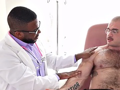 Médico, Gay, Peludo, Masturbación, Músculo, Aceite, Tatuaje, Uniforme