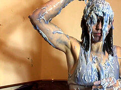 dame Messed up with Spaghetti Gunge and filth, Wam, Splosh (Fully Clothed)