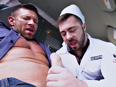 Anal, Culo, Cuarto de baño, Mamada, Estilo perrito, Gay, Peludo, Músculo