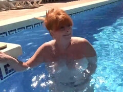 Outdoor teasing from a skinny dipping MILF fatso in HD