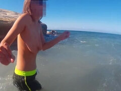 Amateur, Plage, Gros seins, Hd, Nue  à poil, Seins naturels, Public, Sous marin