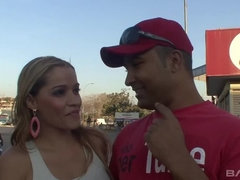 Cintia's ass is so tight around his thick meat her butt pulls in and out