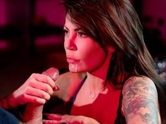 Glamorous mademoiselle Sonia Lion gives a very good blowjob