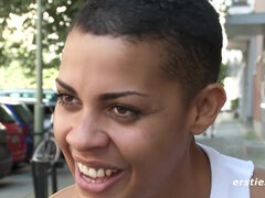 Amateur Ebony Babe Rubs Her Pussy For Our Camera - solo masturbation