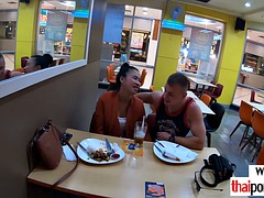 White dude with big dick fucks his amateur busty Thai teen girlfriend Polly