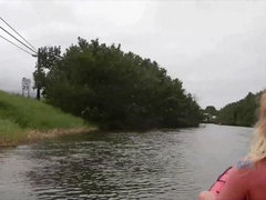 Strand, Badpak, Blond, Handbeurt, Orgasme, Klein, Openbaar, Nat