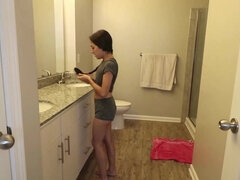 Petite teen is getting licked and fucked in the bedroom