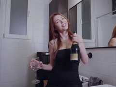 美女, デカパイ, 巨乳な, 自然山雀, 赤毛, シャワー, 一人, オッパイの