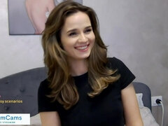 Enthousiasteling, Lieveling, Bruinharig, Masturbatie, Natuurlijk, Alleen, Tieten likken, Speelgoed