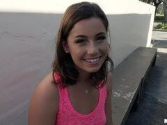 Amateur, American, Ass, Brunette, Dick, Natural tits, Pov, Public