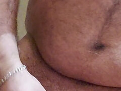 Intense self-pleasure, chubby satisfaction, and hairy man's release