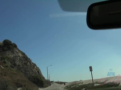 Amateur, Plage, Brunette brune, Papa, Petite amie, De plein air, Public, Chatte