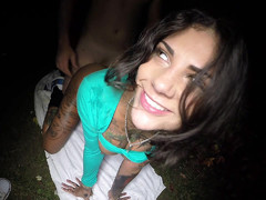 Bonnie Rotten endures deep vaginal sex in public