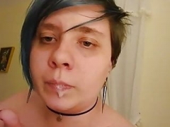 Exposed Humiliated Whore Michelle Bird rubs spit on her face