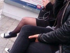 Zwart, Autobus, Fetisj, Panty, Secretaresse, Kousen, Onder de rok, Bekijker