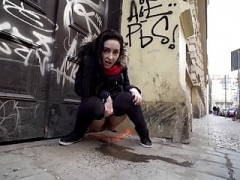 Wacky Girl Pissing In Street