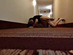 Frightened sex in the hotel hallway