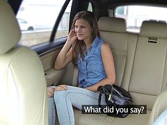 Cute passenger drilled by fraud driver in the backseat