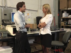 Bossy Wife Squirts On A Young Hunks Cock - fake tits MILF Alexis Fawx cheating in office