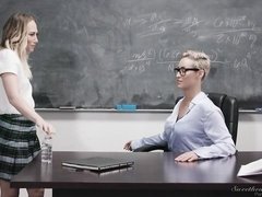 MILF VS teen sex in the classroom with Ryan Keely and Carter Cruise