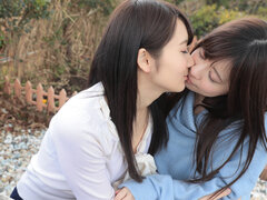 Hot nasty asian lesbians orgasms in car while fingering cunts