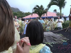 You have a great time at the luau with Jamie