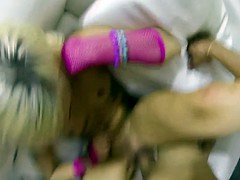 美女, 大学生, グループ, ハードコア, レズビアン, パーティ