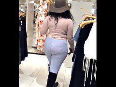 VPL Thick Ebony Teen in Grey Pants