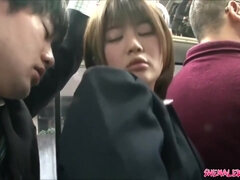 Asiatique, Brunette brune, Bus, Tir de sperme, Gorge profonde, Hd, Japonaise, Chatte