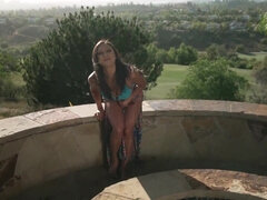 Skinny Brunette Cassie Del Isla - Cheating on Vacation - POV interracial outdoor by the pool