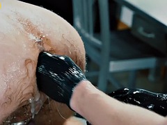 Sadomasoquismo, Doble anal, Doble penetracion, Fetiche, Gay, Cuero, Oficina, Trio