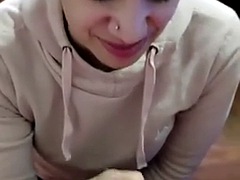 Quickie! Going for a Walk with a Cum Mouthful!
