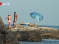 Leie, Strand, Paar, Flashen, Milf, Öffentlich, Spanner, Ehefrau