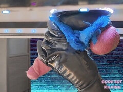 Edging challenge with femdom handjob and huge cumshot on the milking table!