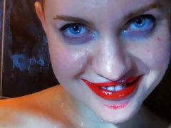 HannaMontana is extremely excited and additionally masturbates her pussy right in the shower