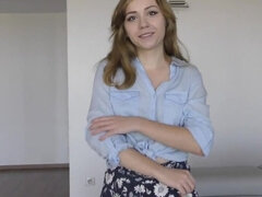 Audition, Blonde, Mignonne, Poilue, Masturbation, Pov, Jupe, Sous la jupe