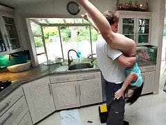 Cutie Cindy Starfall on her knees and blowjobs a big cock