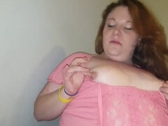 Adorable BBW pleasures my manhood with a cute blowjob